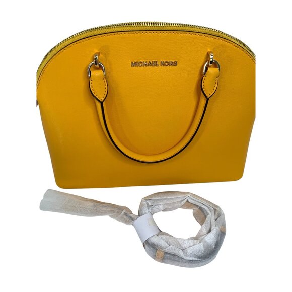 Michael Kors Handbags - Michael Kors Yellow Leather Bowler Dome Bag Large Emmy Tote Crossbody Bag